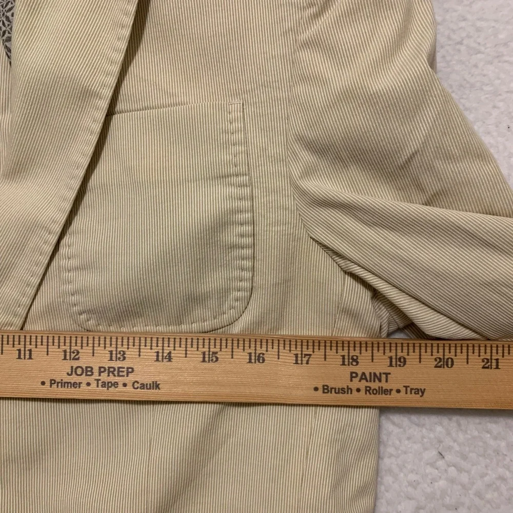 Billy Reid Seersucker Blazer Mens 38R Stripe Unstructured Sport Coat Tan White